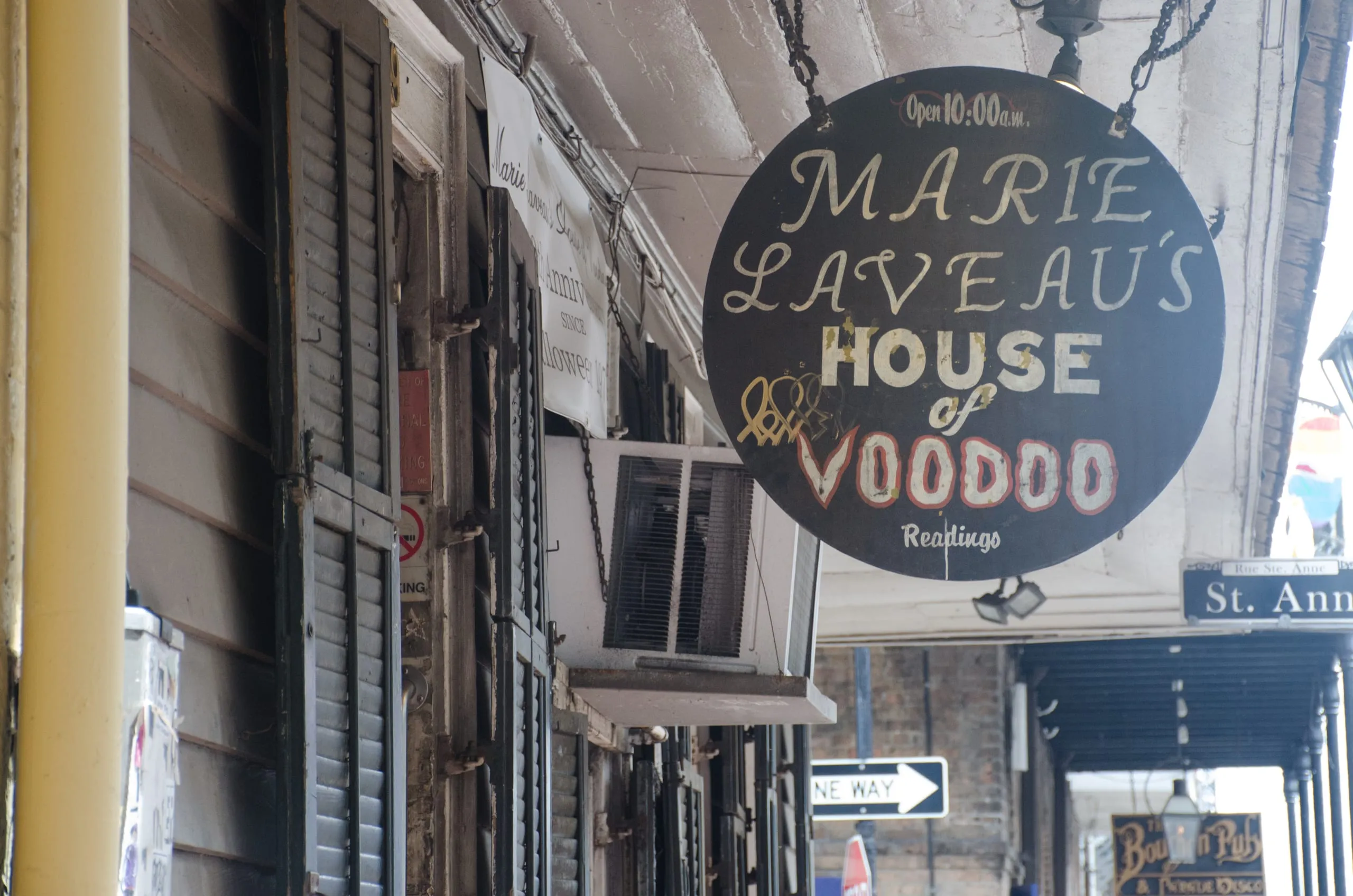 Marie Laveau's House of Voodoo sign in the French Quarter, New Orleans