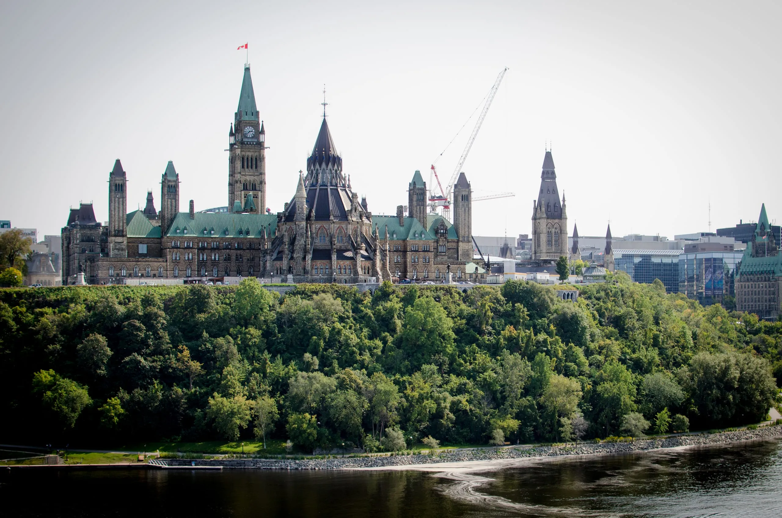 Canada's Parliament buildings seen across the Ottawa River